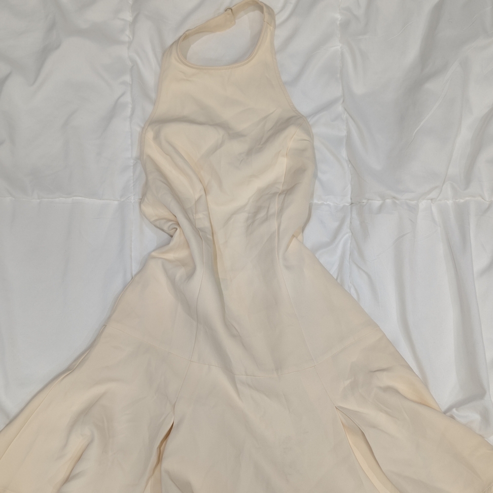 PrettyLittleThing Cream Halter Midi Dress